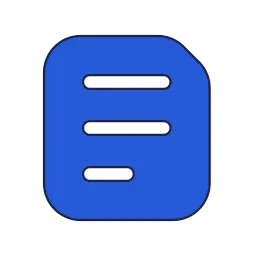 A blue document icon with three dark horizontal lines